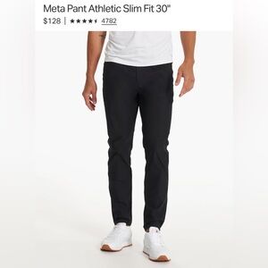 Vuori Meta Pant Athletic Slim Fit 30" Large - Black